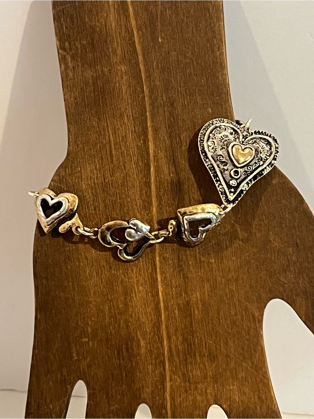 Two Tone Heart Link Bracelet